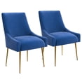 thumbnail image 4 of Home Beyond Velvet Upholstered Wing Back Parsons Chair with Golden Plated Legs, Accent Chairs with Contemporary Design for Living Room, Comfortable Armless Padded Chairs, Set of 2, VC-21B, Blue, 4 of 7