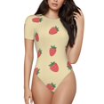 thumbnail image 2 of Fotbe Strawberries Women's Crew Neck Short Sleeves Bodysuit Tops Round Neck Slim Sleeveless Soft Comfortable Basic-Medium, 2 of 7