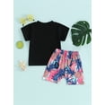 thumbnail image 4 of Suealasg Kids Baby Boy Summer Outfit Round Neck Short Sleeve Letter Print Tops + Elastic Waist Pineapple Print Shorts 2Pcs Toddler Hawaiian Clothes Set, 4 of 9