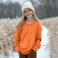 thumbnail image 2 of IUYRTFE Girls Winter Casual Long Sleeve Round Neck Blouse Soft Comfortable Warm Top for Kids 4-15 Years Old Holiday Party Photo Family Gathering Formal Occasion Outfit(Orange#3,13 Years), 2 of 6