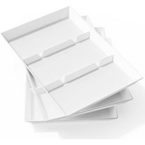 Lifewit Serving Tray Divided for Party Supplies, 3 PCS 15" x 10" Plastic Platters for Serving Food, White Reusable Tray for Veggie, Snack, Fruit, Cookies, Desserts in Kitchen/Pantry