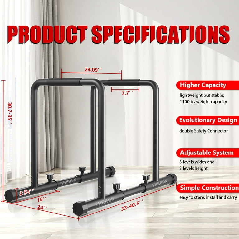 Parallettes, Parallel Bars for Home Fitness, Dip Station Functional Heavy  Duty, Dip bar Station Stabilizer Parallette, Push Up Stand, Gymnastics