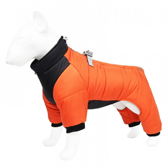 TELOLY 1Pcs Dog Snowsuit,Polyester Dog Jacket,Dog Sweaters,Orange,L