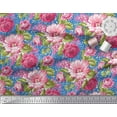 thumbnail image 3 of Soimoi Poly Georgette Fabric Leaves & Peony Floral Print Sewing Fabric Yard 42 Inch Wide, 3 of 5