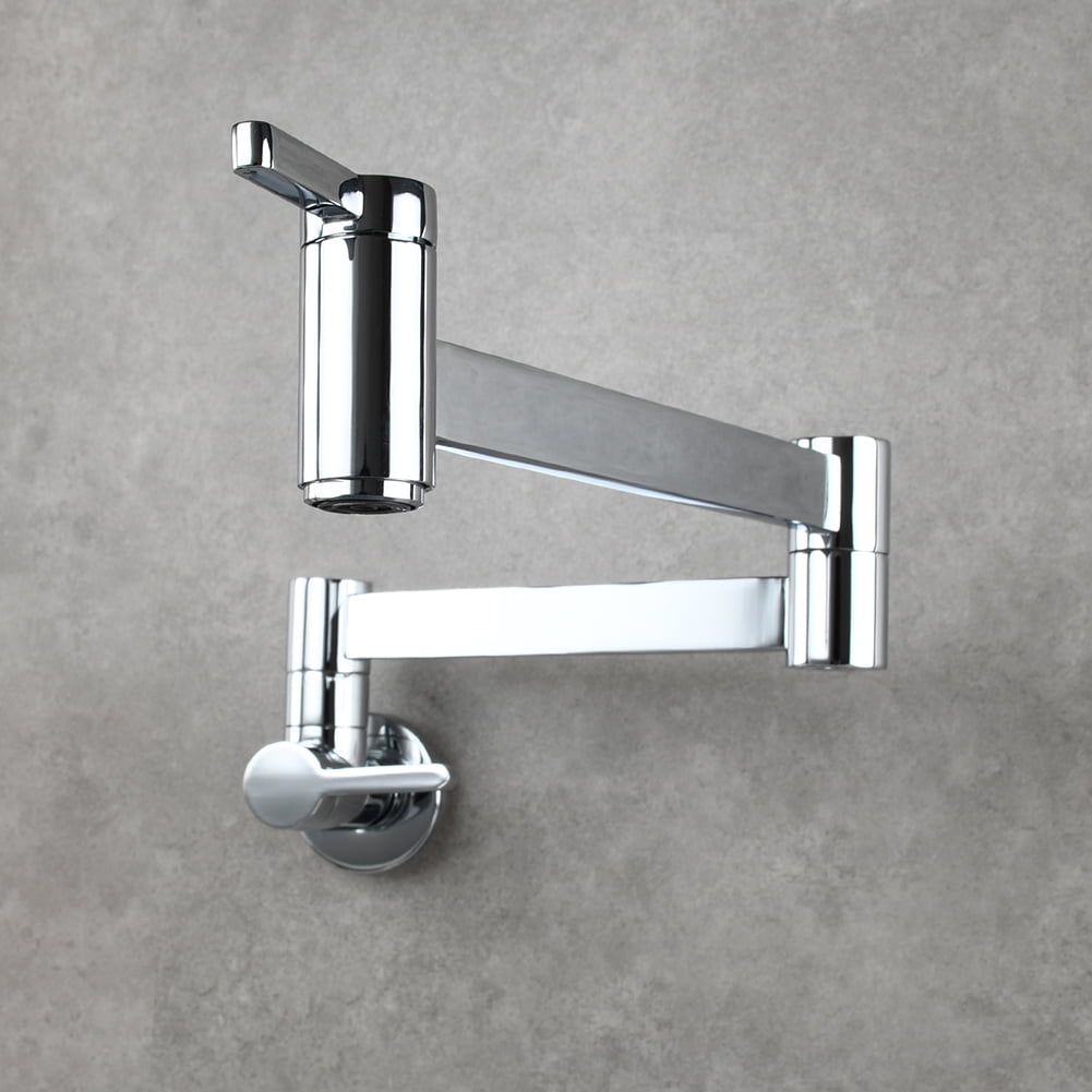 Lowestbest Brass Wall Mounted Foldable Faucet, Double Handles Fuacet, Cold Water Kitchen Tap, Chrome Lowestbest Brass Wall Mounted Foldable Faucet, Double Handles Fuacet, Cold Water Kitchen Tap, Chrome