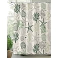 thumbnail image 2 of Fsddascl Green Coastal Shower Curtain Set - 66" x 72" Washable Bathtub Curtain with 12 Hooks, Ocean Coral Starfish Seahorse Farmhouse Waterproof Fabric Stall Shower Curtains for Bathroom/Bathtub, 2 of 6
