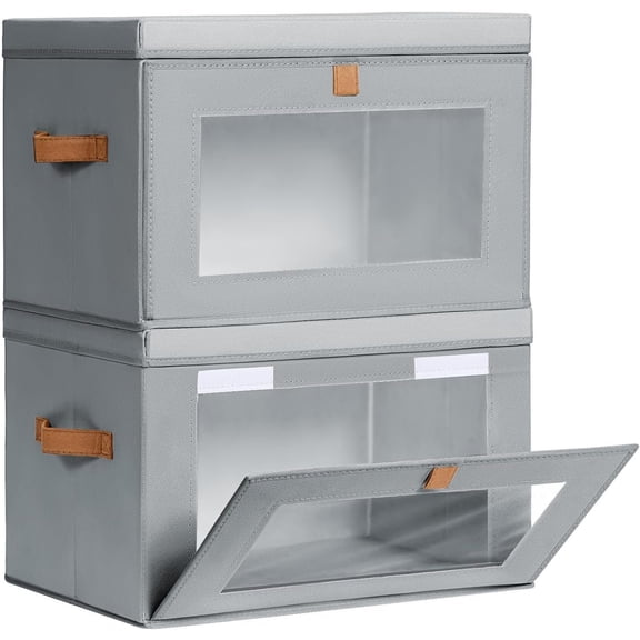 Large Closet Storage Organizer - Clothes Storage Large Closet Storage Organizer in in Grey, 2 Pack with