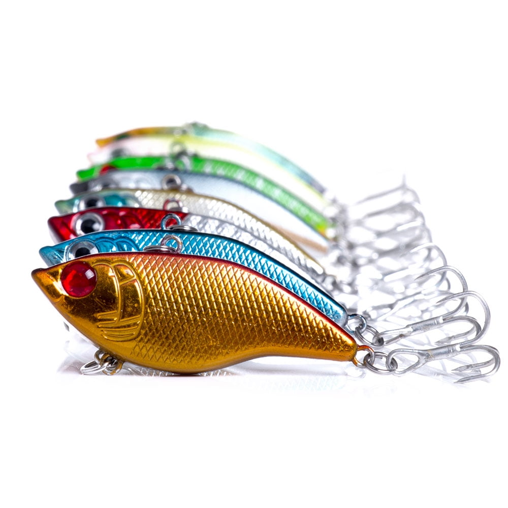 HENGJIA Fishing Lures, 8 Pack Deep Diving Lipless Crankbaits for Bass, Minnow VIB Lifelike Hard Baits Sinking Fishing Jigs for Freshwater and Saltwater Bass, Trout, Walleye
