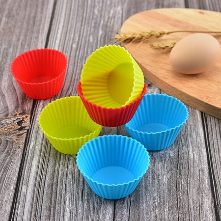 

(5Pcs-Yellow)5Pcs Round Silicone Mold Cupcake Muffin Cup Baking Cookies Egg Tart Jelly Mold