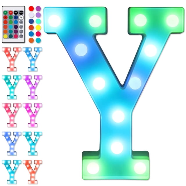 Lámpara LED Foaky, colorida, con letras LED, 23 x 20 x 5 cm, mando a distancia