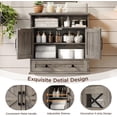 thumbnail image 4 of Bathroom Wall Cabinet, 23.6''x23.6'' Farmhouse Wall Mounted Medicine Cabinet with Drawer, 2 Barn Door & Adjustable Shelf, Space Saving Over The Toilet Storage Cabinet for Bathroom, Kitchen, Entryway, 4 of 7