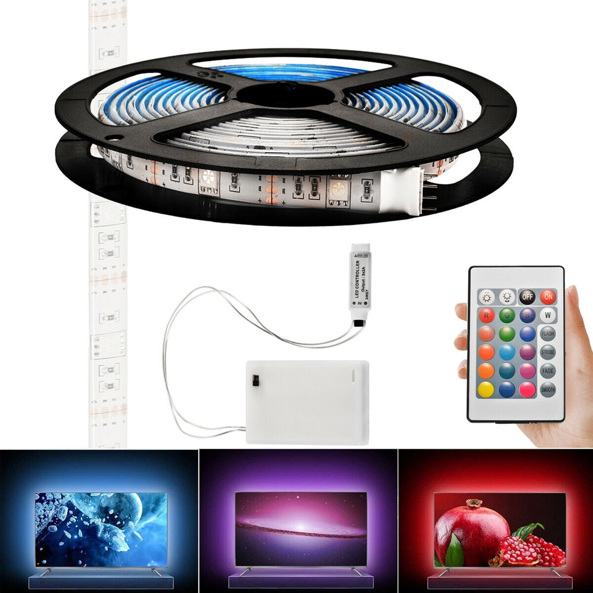 4m LED Strip Light Battery Operated Colour Changing For Home TV PC
