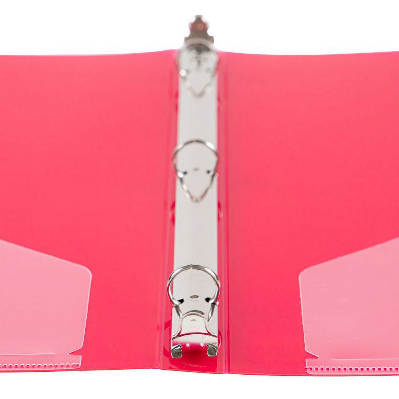 JAM Paper Plastic Binder, 11.5 x 10.25 x 1/2 in, Hot Pink, 1 Pack