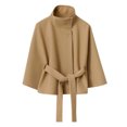 thumbnail image 3 of Wutalume Women's Fashion Solid Color Hooded Button Up Belted Trench Coat Jacket, Classic and Elegant Outerwear for Office and Casual Occasions,Khaki 2XL, 3 of 5