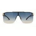thumbnail image 2 of Elegant Rimless Flat Top Mobster Shield Racer Sunglasses Gold Blue Brown, 2 of 4