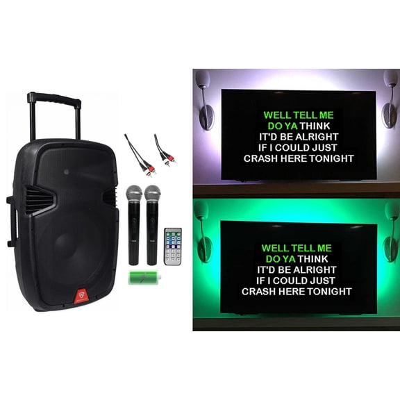 Rockville 15" Portable Karaoke Machine/System w/ (2) Wireless Microphones LED's