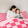 thumbnail image 4 of Homewish Classic Checkerboard Twin Comforter Sets 2pcs for Girls, Geometric Gingham Bedding Set, Hot Pink,Pink Reversible,1 Comforter and 1 Pillowcase, 4 of 6