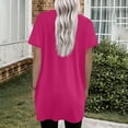 thumbnail image 4 of DENGDENG Womens Plus Size Tunic Tops 2025 Dressy V Neck Short Sleeve Long Shirts To Wear with Leggings Summer Casual T-Shirts Boho Flowy Blouses Hot Pink M, 4 of 6