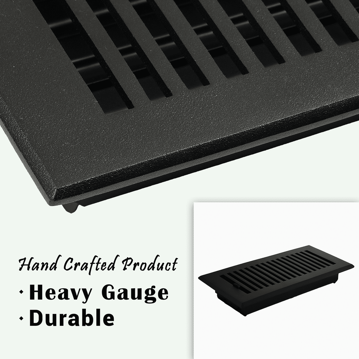 Sleek Vent 4"x12" Duct Opening (Overall 5-1/2"x 13-3/4") Solid Cast Aluminum Register Cover | Powder Coated White with holes