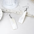 thumbnail image 2 of Beautiful Ocean Long Rectangle Shaped White Kabibe Shell Dangle Earrings, 2 of 6