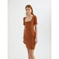 thumbnail image 2 of Square Neck Short Sleeve Mini Bodycon Dress, 2 of 4
