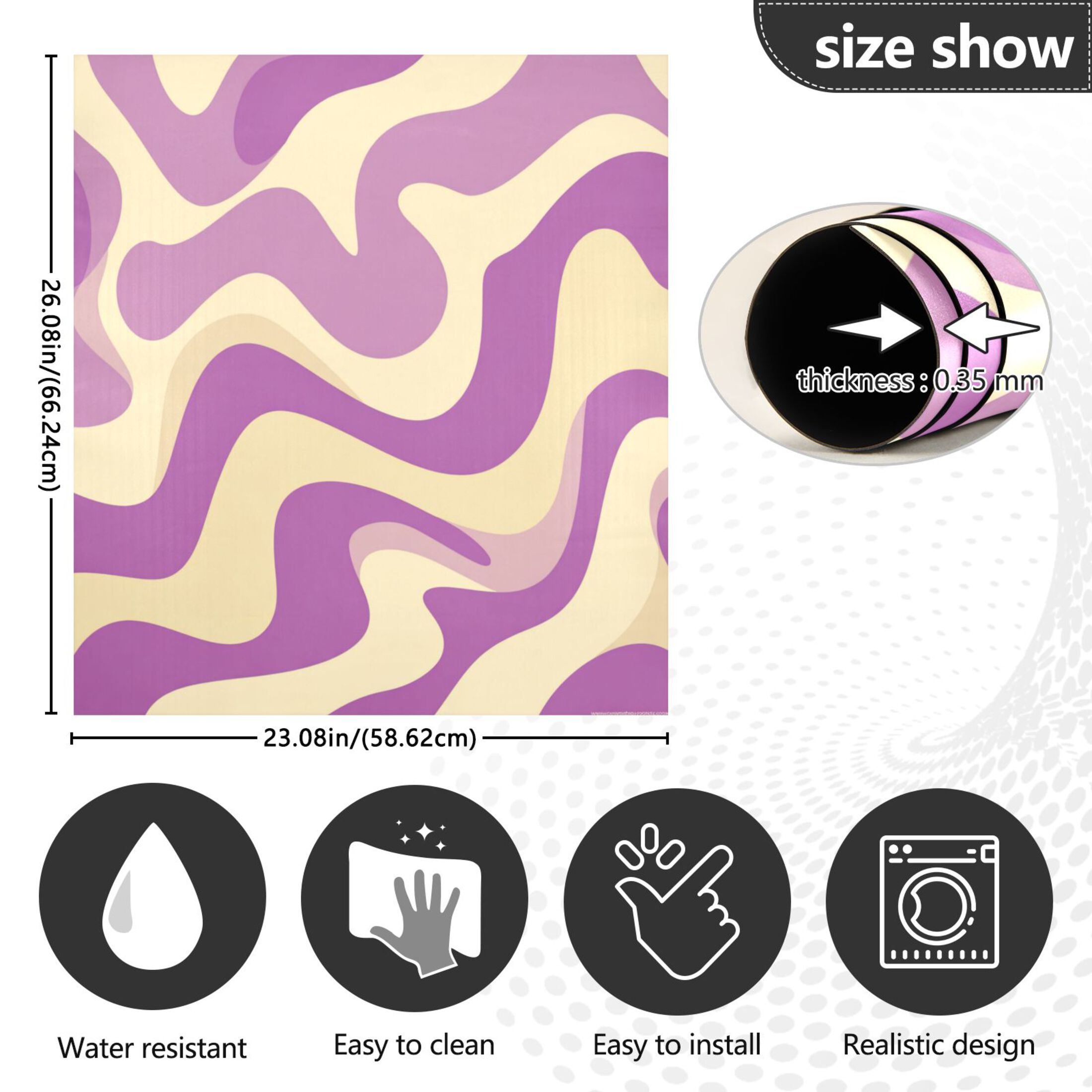 Dishwasher Magnetic Refrigerator Magnet Cover Sticker Home Decorative 23"x26" Light Purple Cream Flowing