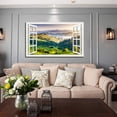 thumbnail image 3 of Window View of Green Hills Canvs Art Fake Open Window Wall Art Mountain Framed Painting For Livingroom Office Bedroom Ready to Hang, 3 of 6