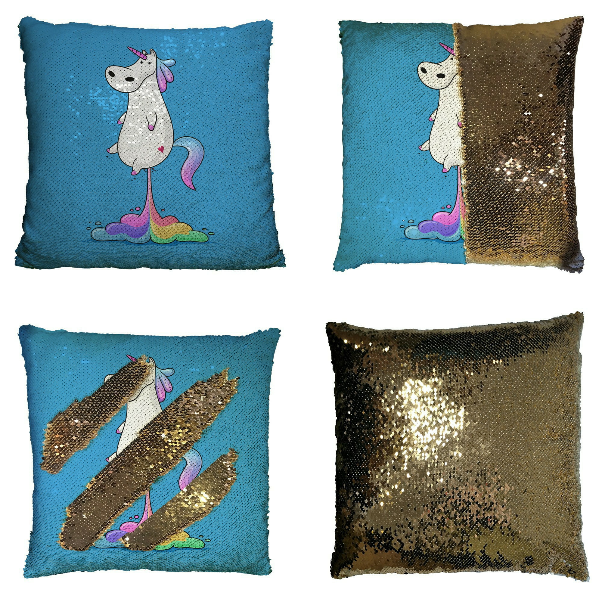 rainbow sequin cushion