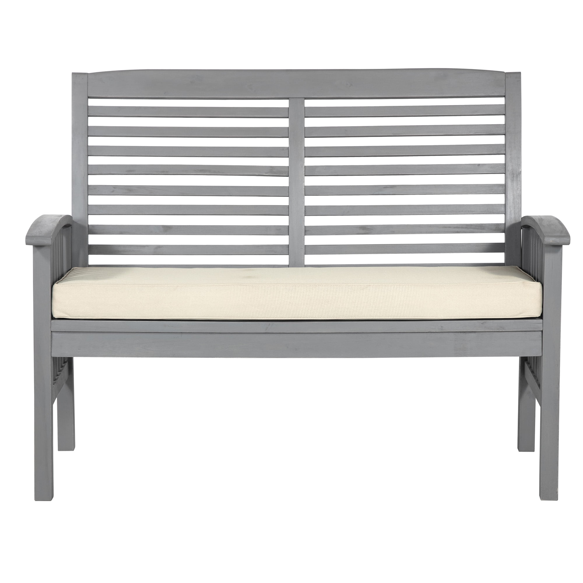 Walker Edison 48" Outdoor Patio Wood Loveseat With Cushions - Grey Wash