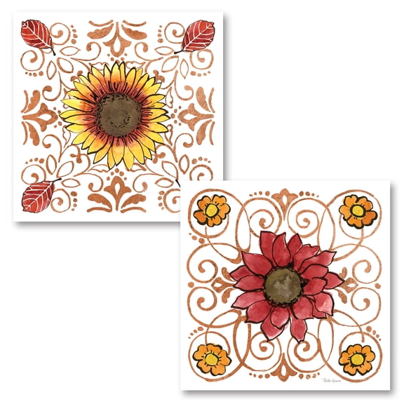 Gango Home Decor Contemporary October Garden VII & VIII by Beth Grove (Printed on Paper); Two 12x12in Unframed Paper Posters