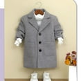 thumbnail image 5 of dazeni 1-15 Years Boys Casual Trench Coat Winter Knit Notch Lapel Long Jacket Single Breasted Pea Coat with Pockets, 5 of 8