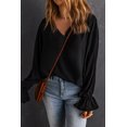 thumbnail image 2 of ABPHQTO Blusa negra con manga de obispo y puños acampanados para mujer, 2 of 5