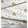 thumbnail image 3 of Soimoi White Poly Georgette Fabric Nest & Feather Decor Fabric Printed Yard 42 Inch Wide, 3 of 5