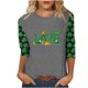 thumbnail image 1 of Camiseta de Cuello Redondo de Impresión Casual de Manga Superior de 3/4 de las Mujeres, Poliéster Ligero para la Fiesta de Verano de Primavera Y Diario, 1 of 1
