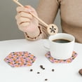 thumbnail image 6 of Pofeuu Fruit Print Leather Coasters Set of 6, Round Cups Mugs Mat Pad for Home Kitchen Heat Resistant Drink Coasters,Hexagon, 6 of 7
