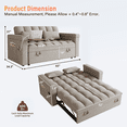 thumbnail image 4 of 65'' 3-in-1 Convertible Sofa Bed with Adjustable Backrest, Pull Out Sofa, Velvet Couch Sleeper Side Table, Easy Assembly, for Living Room & Apartments, Light Gray, 4 of 7