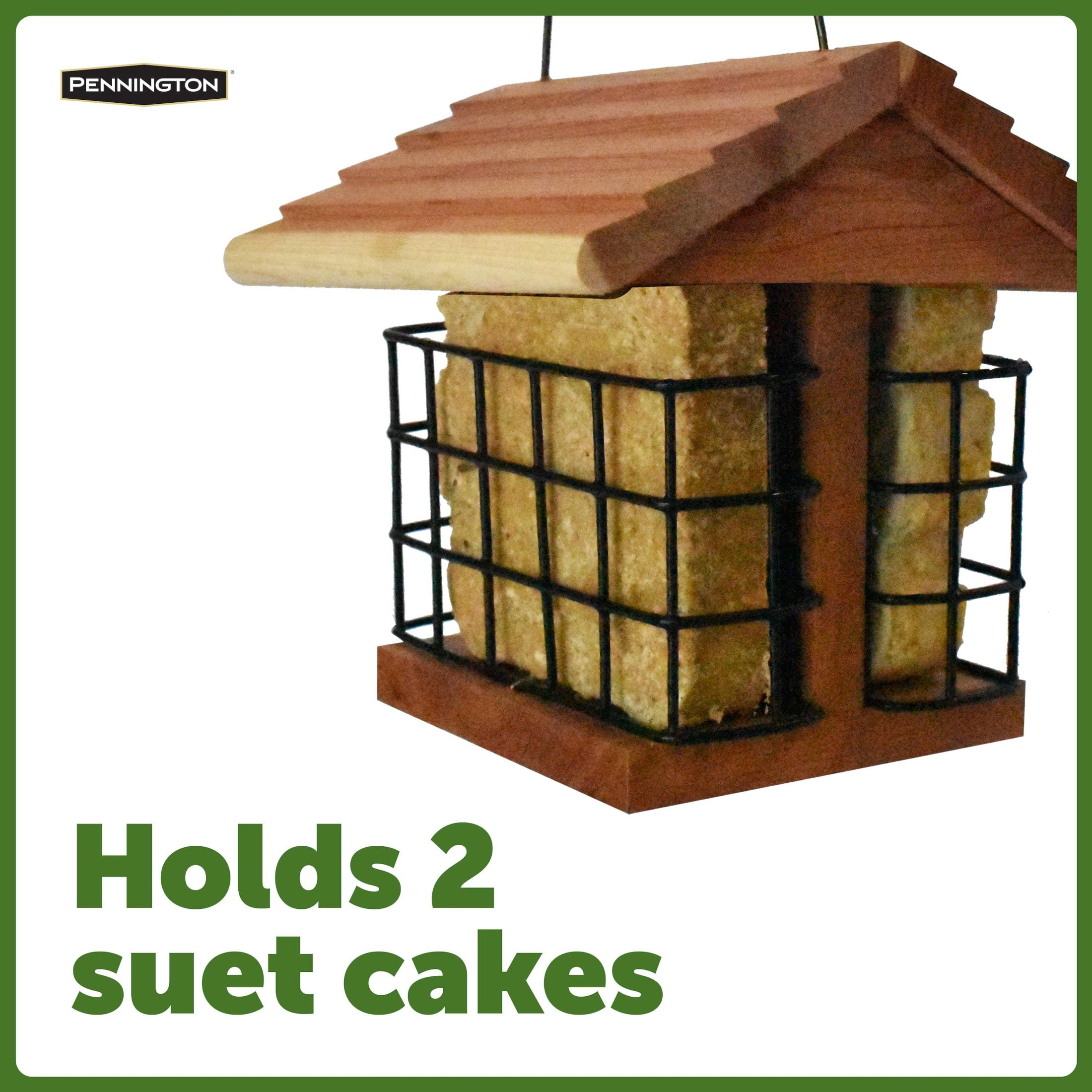 Pennington Red Cedar 2 Cake Suet Station Wild Bird Suet Feeder, 2 Pack