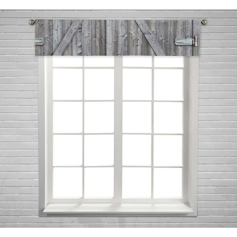 PKQWTM Old grey cedar barn doors Window Curtain Valance Rod Pocket ...
