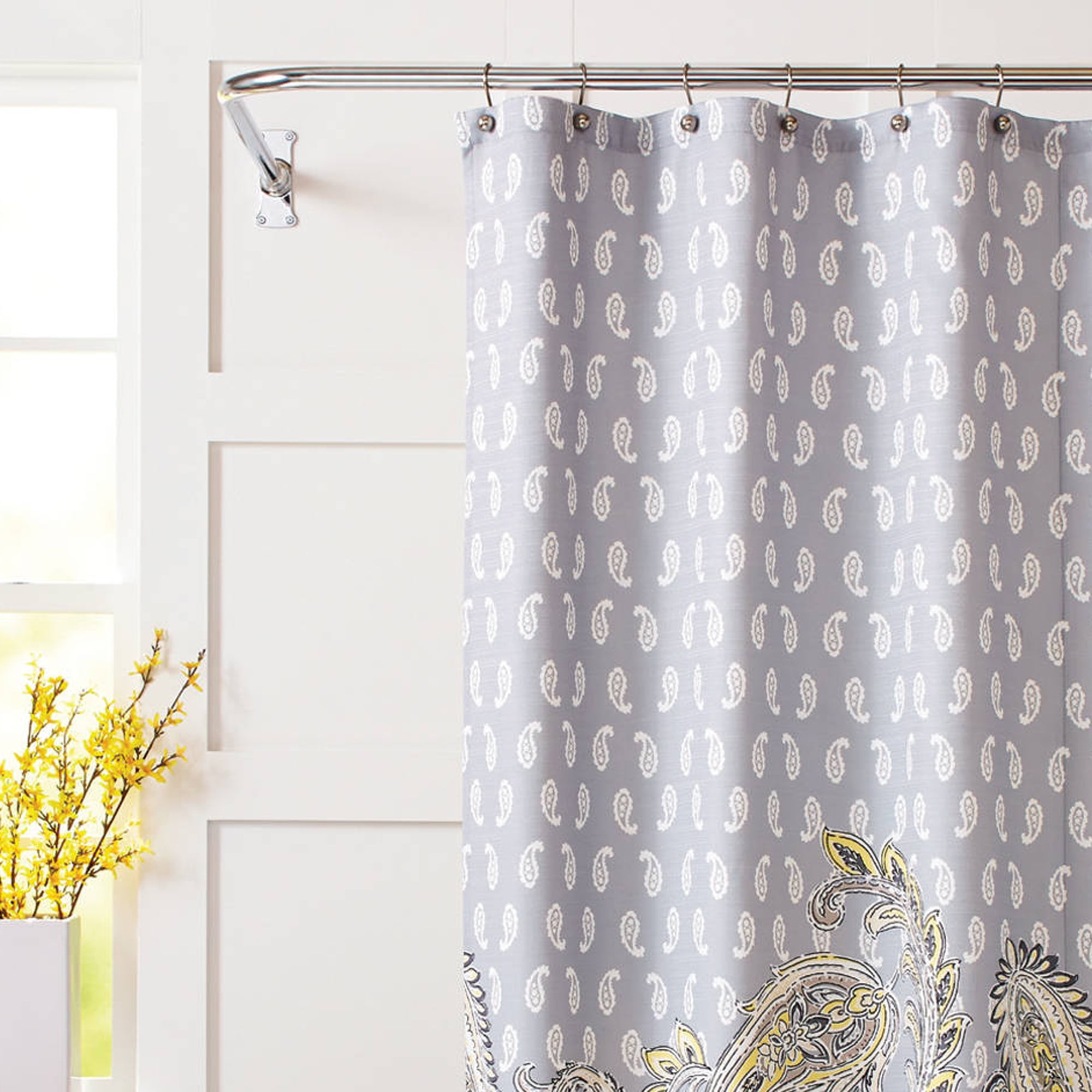 Better Homes Gardens Yellow Paisley Fabric Shower Curtain 1