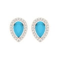 thumbnail image 3 of 2.72 ct Screw-Back Stud Earrings for Women | 8x5mm Pear Cut Simulated Turquoise | 14K Rose Gold, 3 of 5