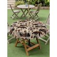 thumbnail image 4 of Outdoor Tablecloth with Umbrella Hole for Patio/Picnic/Party/Camping, Brown Bear Elk Cabin Waterproof Table Cloth Round Cover Washable, Vintage Farmhousee Pine Tree Forest (Dia 54"), 4 of 9