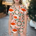 thumbnail image 2 of XDZJLR Girls Christmas Sleepwear Little Baby Boys Pajamas Set Xmas Satin Silk Kids Short Sleeves 2 Piece Button Down Classic Shorts Nightwear Loungewear 2-3 Years, 2 of 4