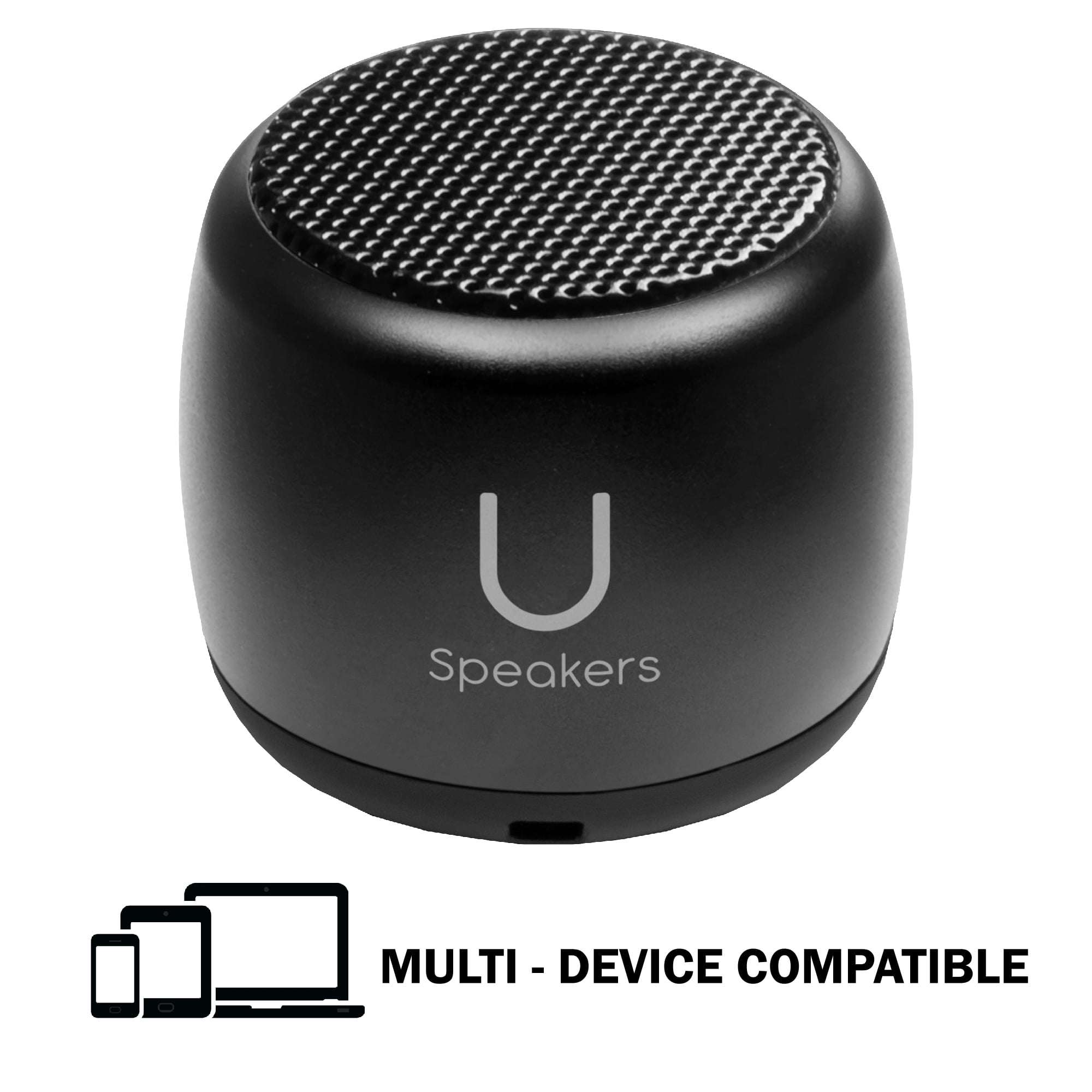 Fashionit U Speakers Micro Bluetooth Computer Speaker 2-Pack Bundle with Matching Speaker, Built-In Mic & Selfie Remote Control, for Workspace, Desktop, Laptop, Mobile, Tablet, PC - Black