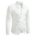 thumbnail image 1 of Blusa y camisa de manga larga con cuello vuelto para hombre, blusa informal a rayas con botones y cuello vuelto, blusa de poliéster para hombre, 1 of 7