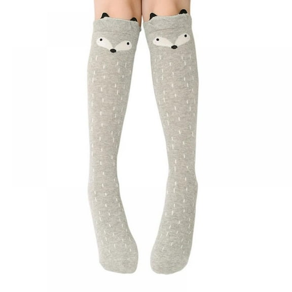 Children Girls Toddler Kids Knee High Length Socks Animal Cat Cartoon 3-12 years