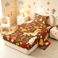 thumbnail image 2 of Homewish Kawaii Rabbit Animals Twin Sheets,Rustic Plant Mushrooms Bedding,Brown,3pcs,1 Flat Sheet,1 Fitted Sheet and 1 Pillowcase, 2 of 6
