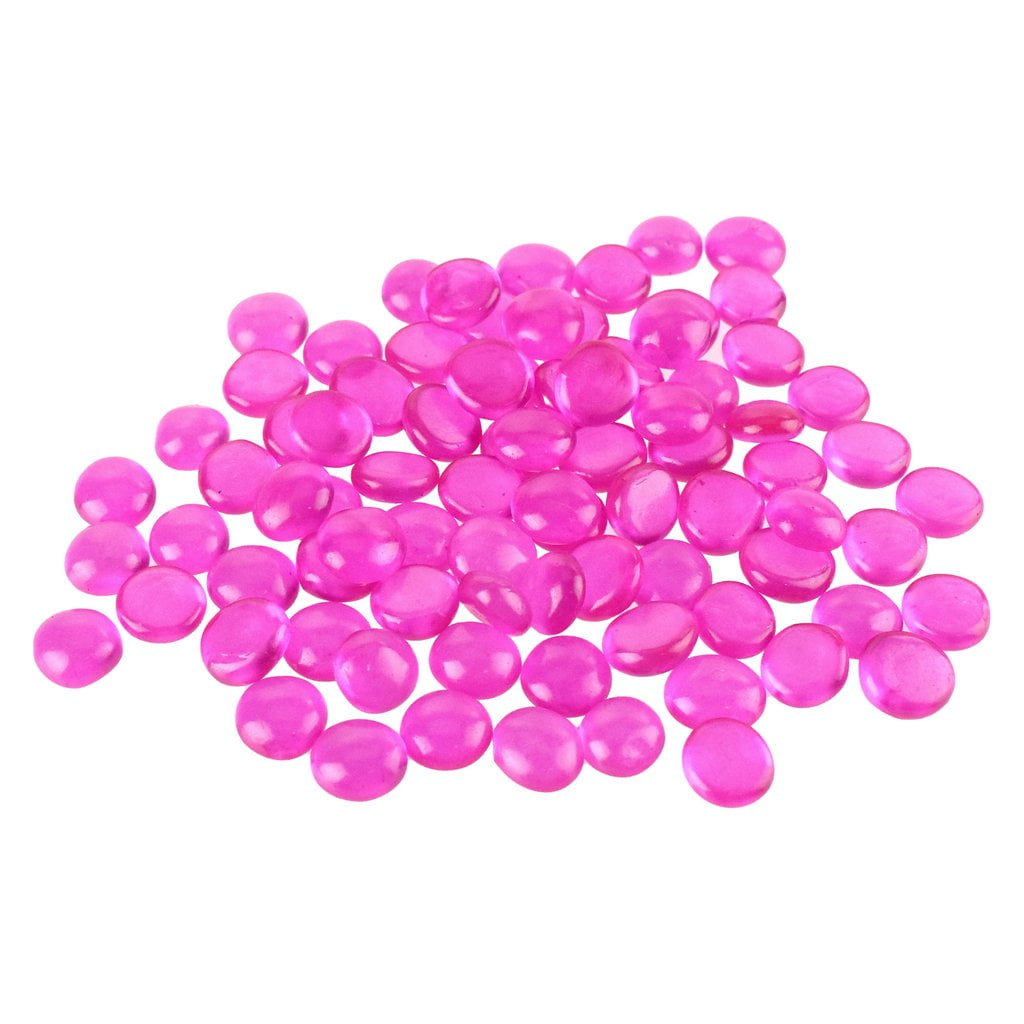 Flat Glass Marble Gems, 15-Ounce, Pink