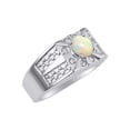 thumbnail image 3 of RYLOS Men's Rings 14K White Gold Designer Starburst 7MM Round Gemstone & Diamond Ring Opal October Birthstone Rings Size 11, 3 of 7