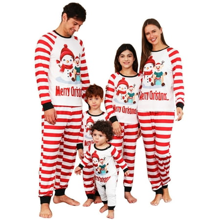 

DTBPRQ Family Christmas PJs Matching Sets Holiday Pajamas for Women/Men/Kids Matching Christmas Pjs for Family Printed Long Sleeve Top and Pants Sleepwear (Mom)