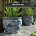 thumbnail image 2 of Red Lantern Large 20" Blue & White Landscape Porcelain Fishbowl Planter, 2 of 6